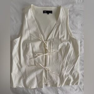 Zara Women's Ivory Tie-Detail Blouse
